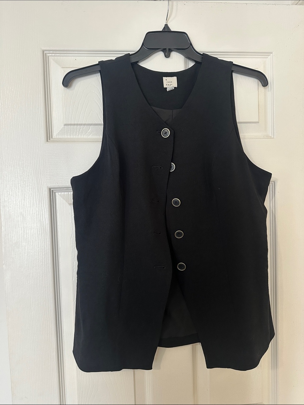 a new day Black Sleeveless Button Vest